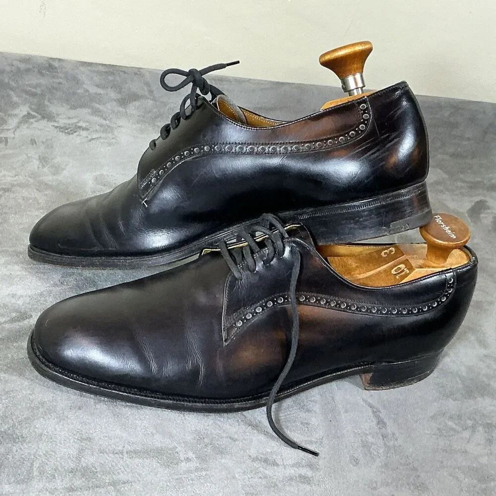 Church’s Of England Men’s 9.5 B Plain Toe Black Derby Dress Shoes Men’s Vintage